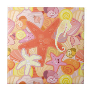 Carreau Motif en pastel de créature de mer