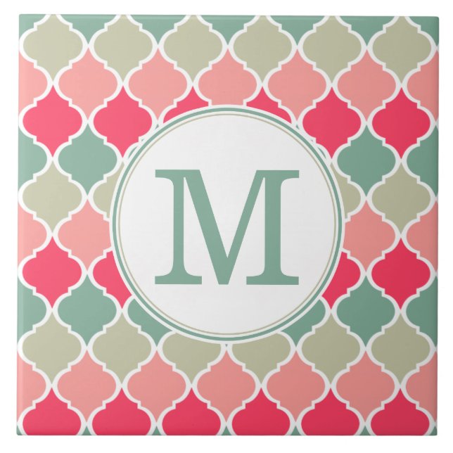Carreau Motif en treillis marocain rose (Devant)