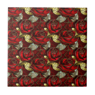 Carreau Motif en verre rose rouge