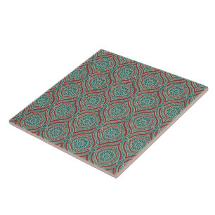 Carreau Motif ethnique chic d'Ogee dans marron, Teal et le