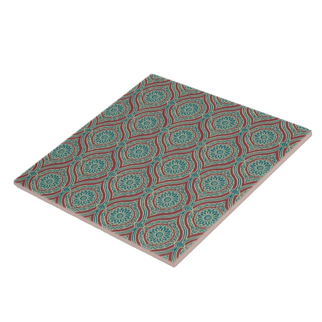 Carreau Motif ethnique chic d'Ogee dans marron, Teal et le (Côté)