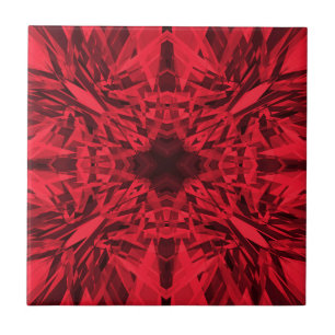 Carreau Motif étoile kaléidoscope rouge