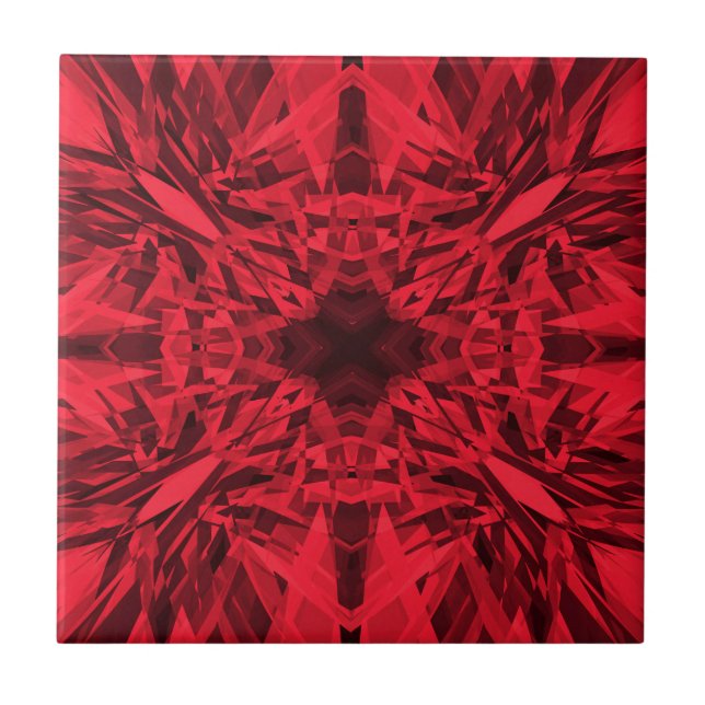 Carreau Motif étoile kaléidoscope rouge (Devant)