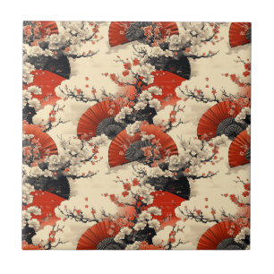 Carreau Motif éventail de fleurs de cerisier japonais (5)