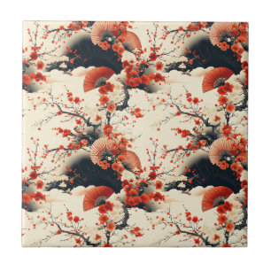 Carreau Motif éventail de fleurs de cerisier japonais (7)