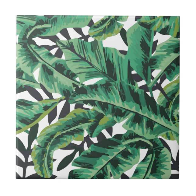 Carreau Motif fascinant tropical de feuille de banane (Devant)