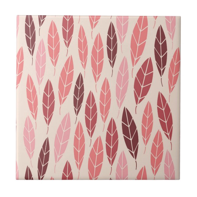 Carreau Motif feuille rose et rouge mou (Devant)