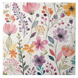 Carreau Motif fleur sauvage floral Whimsical