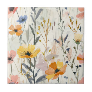Carreau Motif Fleurs de prairie Gouache