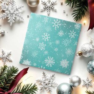 Carreau Motif Flocons de Neige Bleu Turquoise Doux Gel Hiv