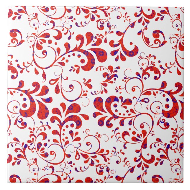 Carreau Motif floral blanc rouge mou (Devant)
