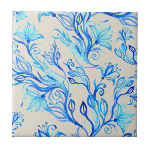 Carreau Motif floral bleu élégant