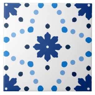 Carreau Motif Floral bleu et blanc