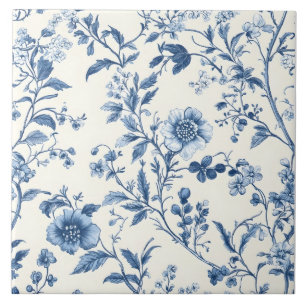 Carreau Motif Floral Bleu Portugais
