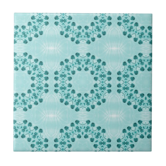 Carreau Motif floral, bleu Turquoise (Devant)
