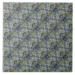 Carreau Motif floral bleu vert