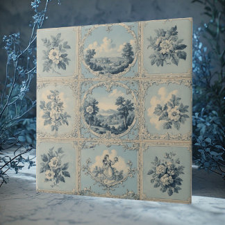 Carreau Motif floral champêtre rustique tons feutrés