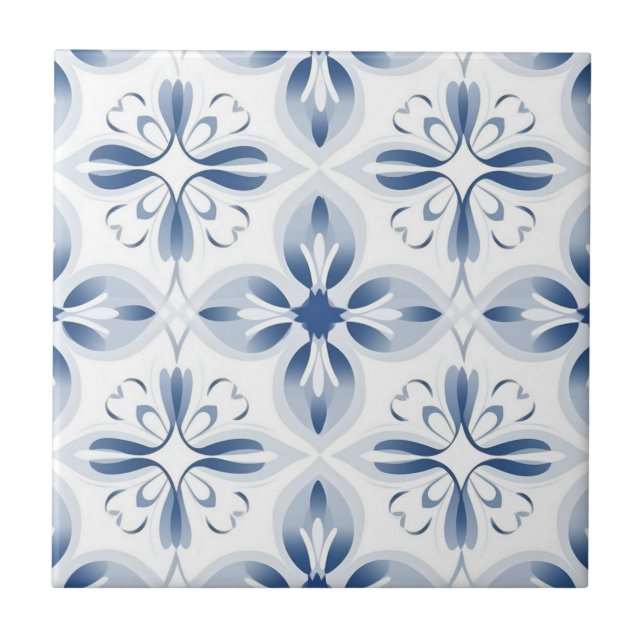 Carreau Motif floral classique bleu blanc (Devant)