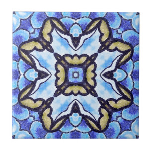 Carreau Motif floral d'abrégé sur romantique bleu Marocain