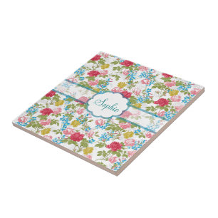 Carreau Motif floral de beaux roses à la mode chics