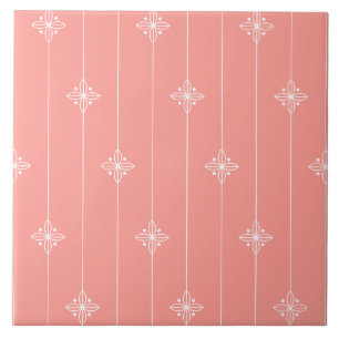 Carreau Motif floral de couleur de corail en pastel