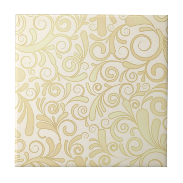 Carreau Motif floral de feuille d'or (Devant)