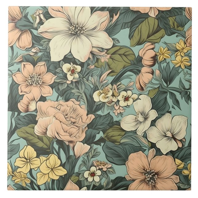 Carreau Motif floral de lys botanique (Devant)