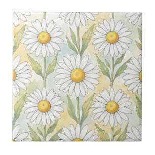 Carreau Motif floral de marguerite blanche joyeuse