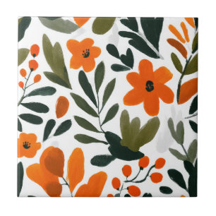 Carreau Motif floral de printemps Fleurs orange délicates 