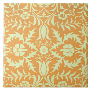 Carreau Motif floral, design or et jaune pastel,