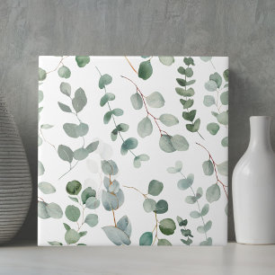 Carreau Motif floral d'eucalyptus à l'aquarelle