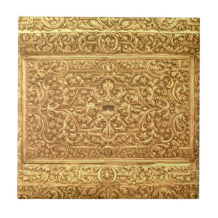 Carreau Motif floral doré ornemental antique