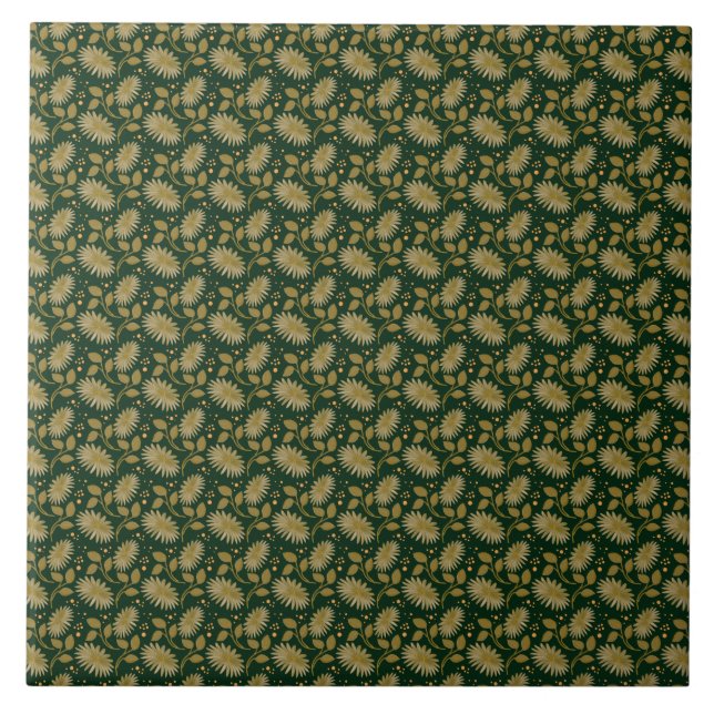 Carreau Motif floral doré sans couture Élégant botanique  (Devant)