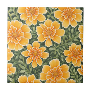 Carreau Motif Floral Fleurs Marigold