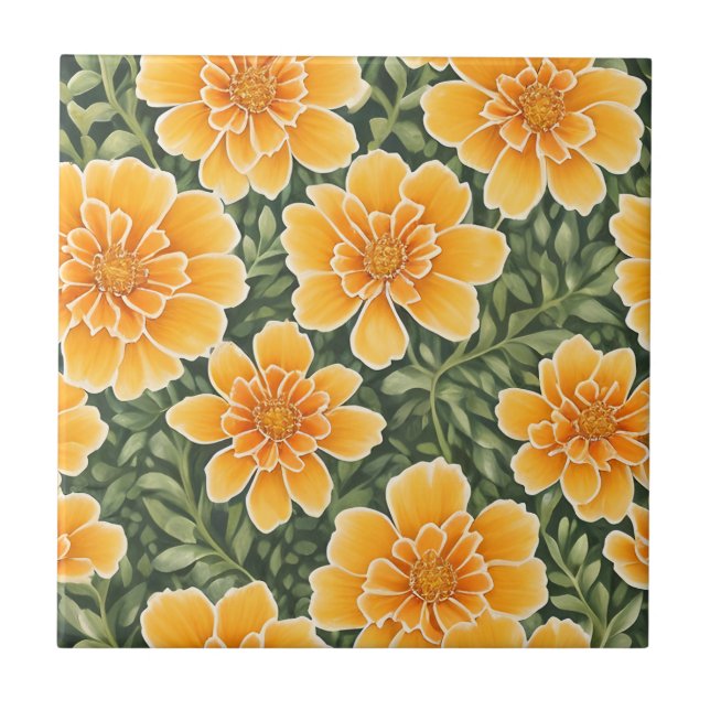 Carreau Motif Floral Fleurs Marigold (Devant)