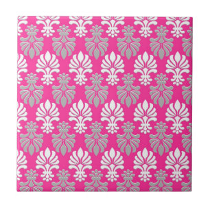Carreau Motif floral indien d'impression de bloc - rose