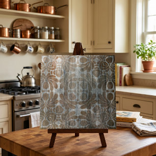 Carreau Motif floral marron rustique de ferme en bois