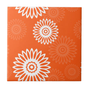 Carreau Motif floral minimaliste tangerine orange margueri