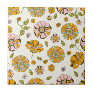 Carreau Motif floral rétro des années 70