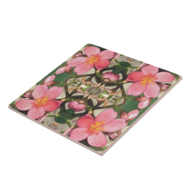 Carreau Motif floral rose (Côté)