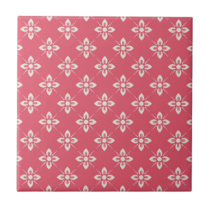 Carreau Motif floral rose vibrant avec fleurs géométriques