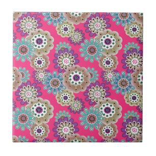 Carreau Motif floral rustique coloré rétro 