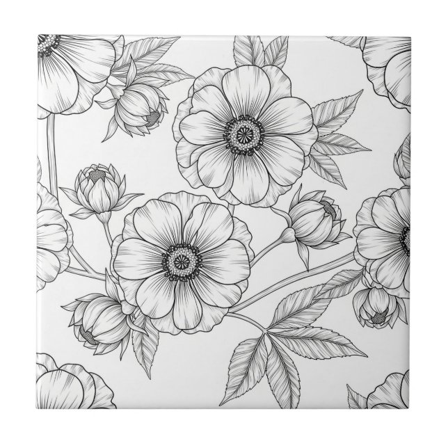 Carreau Motif floral sans couture d'art en ligne minimalis (Devant)