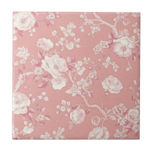 Carreau Motif floral toile de rose vintage rose pâle
