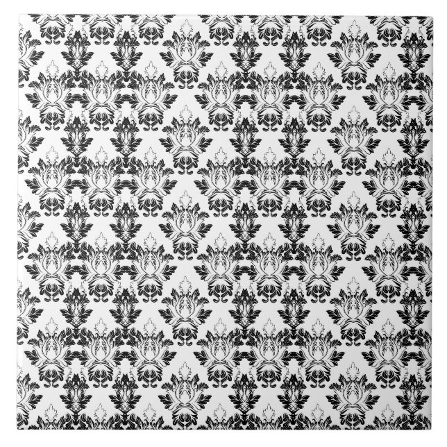 Carreau Motif Floral victorien sans couture noir blanc (Devant)