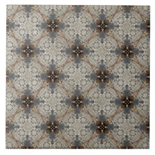 Carreau Motif floral vintage beige, gris, bronze