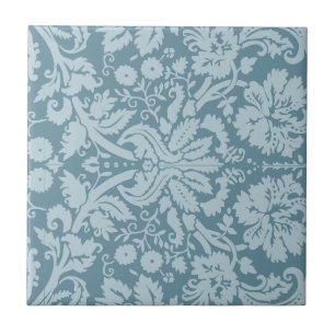 Carreau Motif floral vintage de vert bleu de nouveau d'art