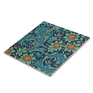 Carreau Motif floral William Morris Rouge Jaune bleu vert