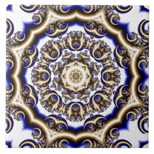 Carreau Motif fractal bleu rond