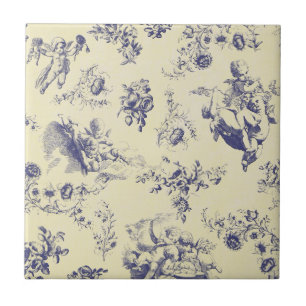 Carreau Motif français bleu d'ange de pays de Toile